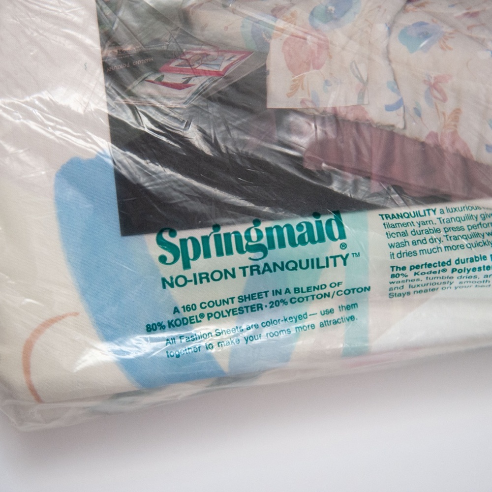 Full Flat Sheet | Vintage 80s Springmaid "Silk Poppies" Floral Percale - Picture 5 of 6